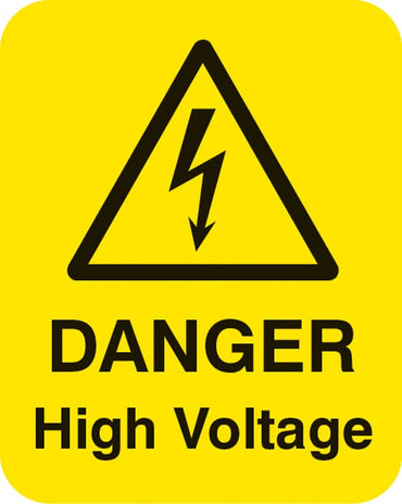 Danger High Voltage Sheet Of 25 Labels 40x50mm