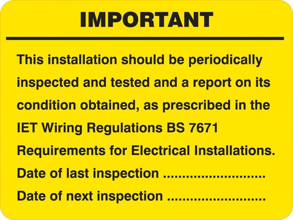 Periodic Inspection Labels Sheet Of 9 Labels, 100x75mm