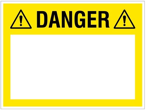 Danger (Write Your Message), 300x400mm Rigid Pvc With Wipe Clean Over Laminate