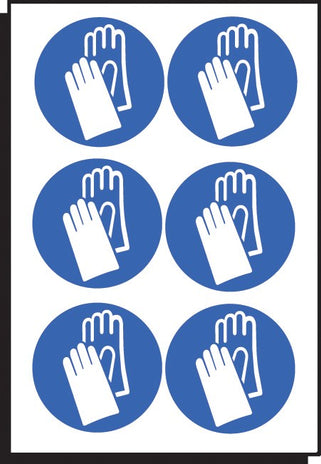 Hand Protection Symbol 50mm Dia - Sheet Of 6