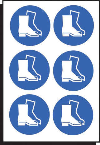 Safety Boots Symbol 50mm Dia - Sheet Of 6