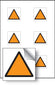 Orange Triangle Vibration Safety 25x25mm - Sheet Of 6 Self Adhesive