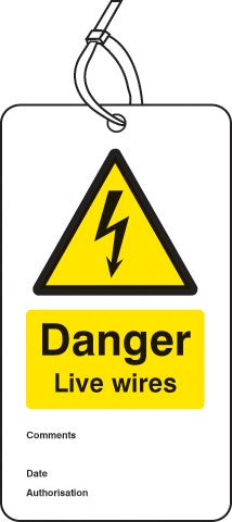 Danger Live Wires Double Sided Safety Tags (Pack Of 10)