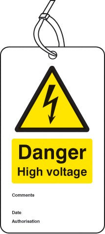 Danger High Voltage Double Sided Safety Tags (Pack Of 10)