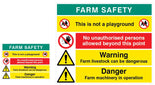 No Unauthorised Persons, Warning Livestock Can Be Dangerous, Danger Farm Machinery In Operation, This Is Not A Playground