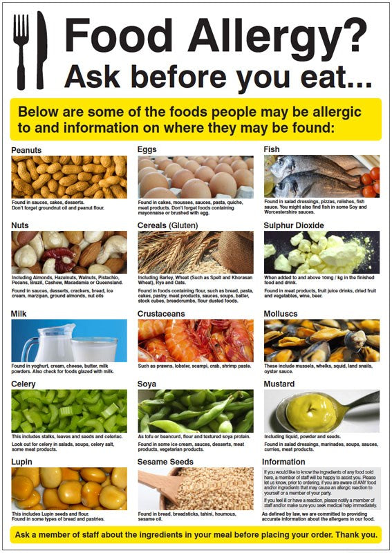 FOOD ALLERGY POSTER 420X594MM SYNTHETIC PAPER – nixonsafety