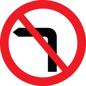 No Left Turn Class Ra1 600mm Dia