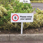 Verge Sign - 5MPH Please Mind Your Speed 450x150mm (Post 800mm)