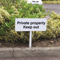 Verge Sign - Private Property Keep Out 450x150mm (Post 800mm)