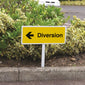 Verge Sign - Diversion Left 450x150mm (Post 800mm)