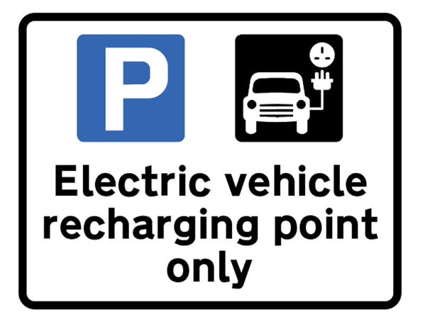 Electric Vehicle Recharging Point Only Class R2 355x275mm C/W Channelling