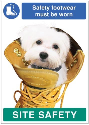 Safety Footwear Must Be Worn - Dog Poster 420x594mm Synthetic Paper