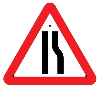 Road Narrowing Right, 750mm Triangle Re-Flex Sign (3mm Reflective Polypropylene)