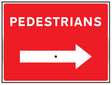 Pedestrians With Reversible Arrow 600x450mm Aluminium Sign With Wing Nut And Arrow