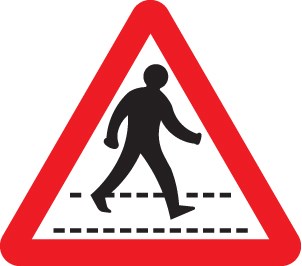 Pedestrians Crossing Ahead Class R2 Permanent 600mm Triangle (3mm Aluminium Composite)