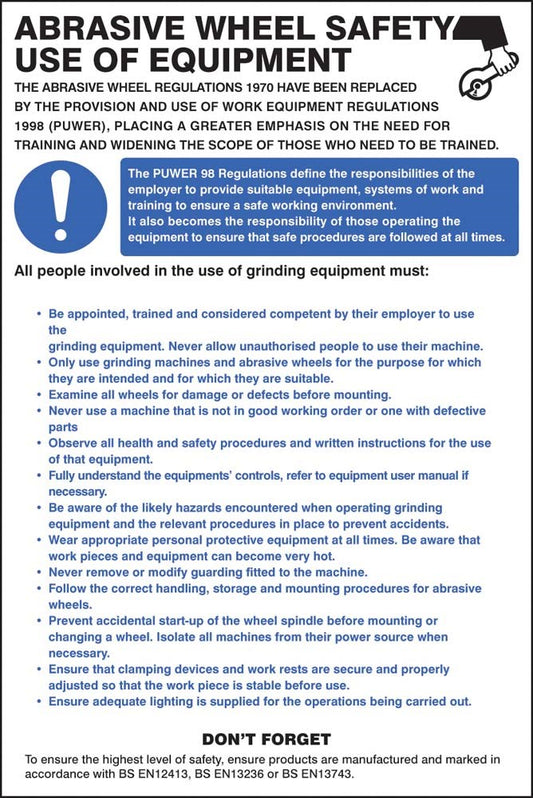 Abrasive Wheel Regulations Poster