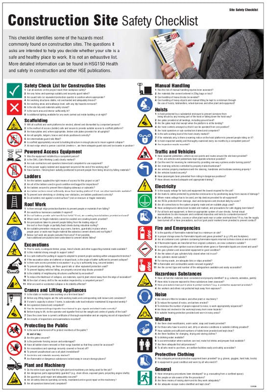 Construction Site Safety Checklist Poster – Nixon Safety