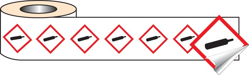 250 S/A Labels 100x100mm Ghs Label - Compressed Gas