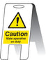 Caution Male Operative On Duty (Self Standing Folding Sign)