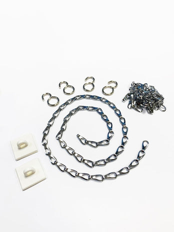Chain Suspension Kit (Chrome)- 2x500mm Chain, 4x Hooks & 2x Ceiling Clips