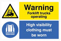 Warning Forklifts Operating Hi-Vis Clothing Must Be Worn Floor Graphic 600x400mm