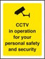 Cctv In Operation For Your Safety 75x100mm Sav On Face