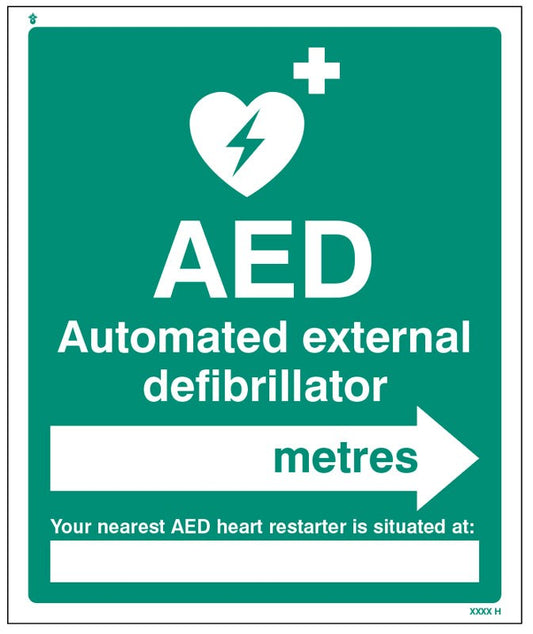 Aed Located In xxx Metres - Arrow Right