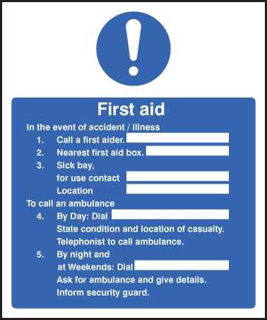 First Aid In The Event Of Accident / Illness