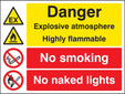 Explosive Atmosphere Highly Flammable No Smoking/Naked Lights