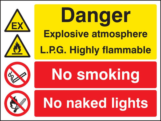 Explosive Atmosphere LPG Highly Flammable No Smoking/Naked Light