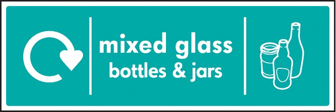 Wrap Recycling Sign - Mixed Glass Bottles & Jars