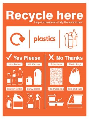 Plastic Bottles - Wrap Recycle Here Sign