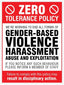 Zero Tolerance Policy - Gender Based Violence, Harassment, Abuse & Exploitation