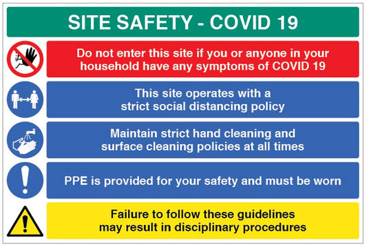 Site Safety Covid19 - This Site Operates A Strict Social Distancing Policy, Hand Cleaning Policy, Wear Ppe