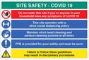 Site Safety Covid19 - This Site Operates A Strict Social Distancing Policy, Hand Cleaning Policy, Wear Ppe