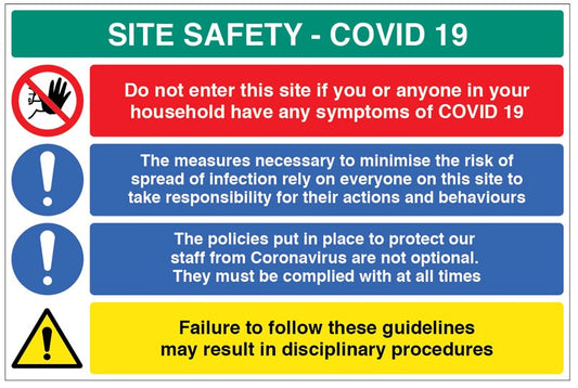 Site Safety Covid19 - Coronavirus Policies Are Mandatory, Failure To Follow May Result In Disciplinary