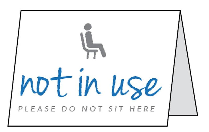 Not In Use Please Do Not Sit Here -  Double Sided 150x100mm Plastic Table Cards (Pack Of 5)