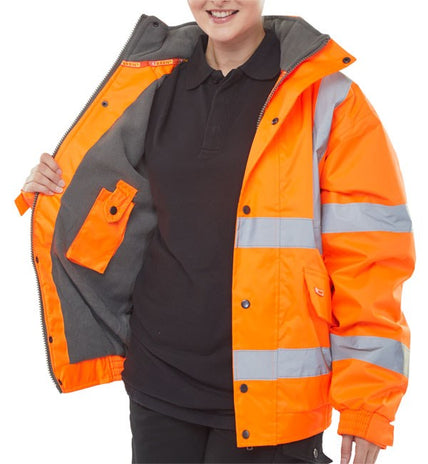 Beeswift Fleece Lined Hi-Vis Bomber Jacket