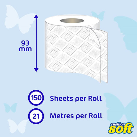 Cushion Soft Embossed 2 Ply Toilet Tissue Pack of 18