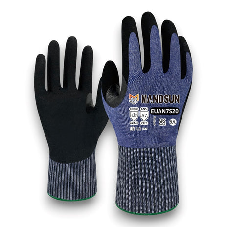 Manosun EUAN7S20 Reinforced Nitrile Palm Coated Cut F Glove