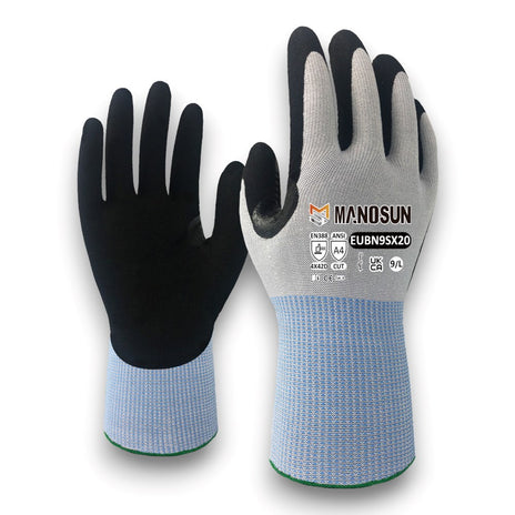 Manosun EUBN9SX20 Reinforced Nitrile Palm Cut D Glove