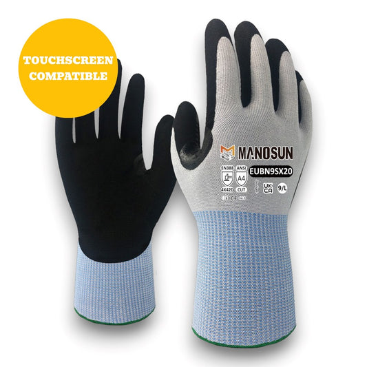 Manosun EUBN9SX20 Reinforced Nitrile Palm Cut D Glove