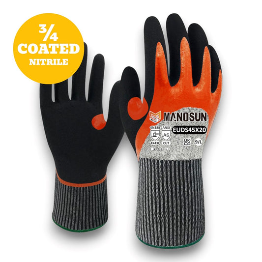 Manosun EUDS45X20 Double ¾ Coated Cut E Glove