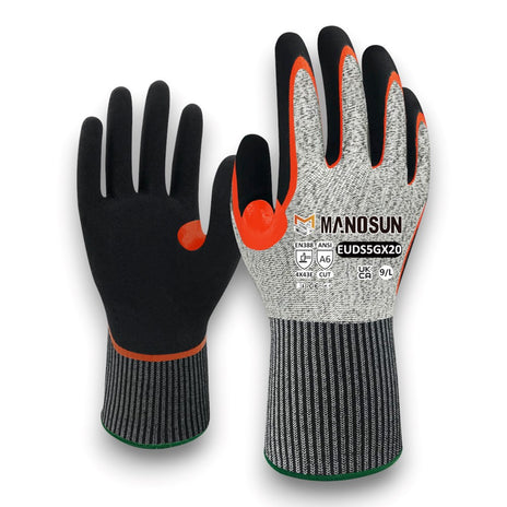 Manosun EUDS5GX20 Nitrile Double Palm Coated Cut E Glove