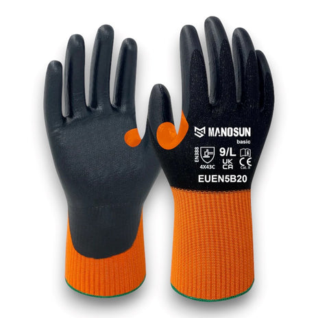 Manosun EUEN5BX20 Basic Cut C Nitrile Palm Coated Gloves