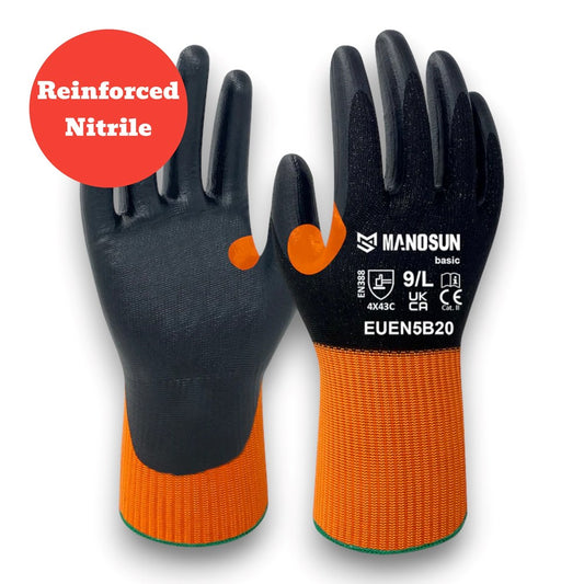 Manosun EUEN5BX20 Basic Cut C Nitrile Palm Coated Gloves