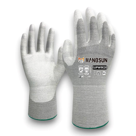 Manosun EUPW9E20 Anti-Static PU Palm Coated Cut C Glove