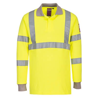 Portwest Modaflame Long Sleeve Polo Shirt Yellow