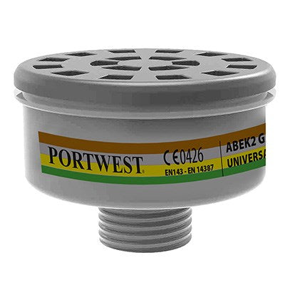 Portwest ABEK2 Gas Filter Universal Thread Pk6