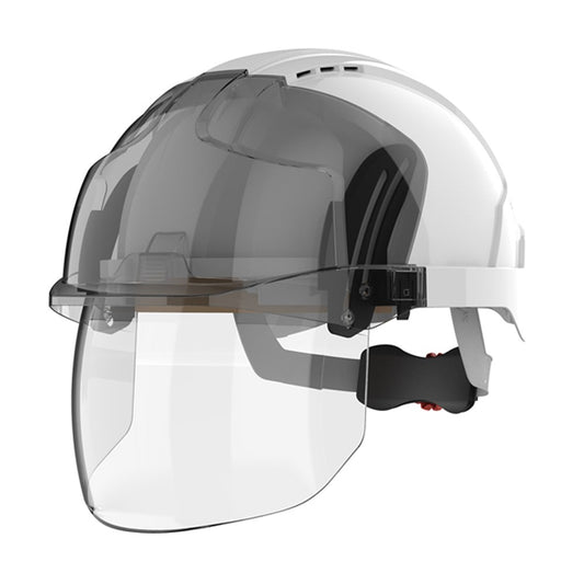 Jsp Evo Vistashield Vented Helmet With Integrated Faceshield White/Smoke